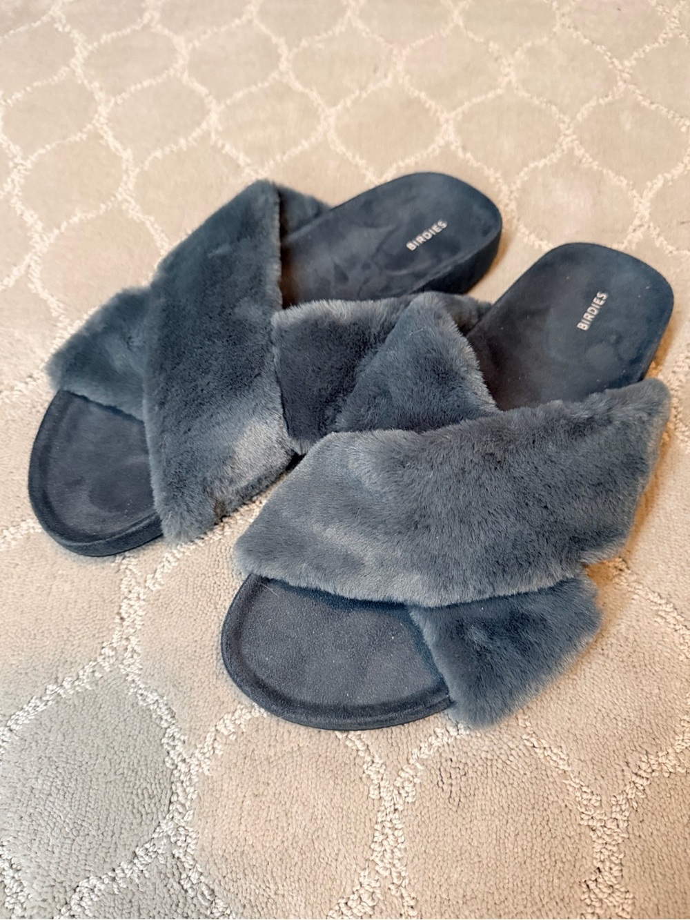 Birdies The Robin Slippers in Pewter Faux Fur size 10